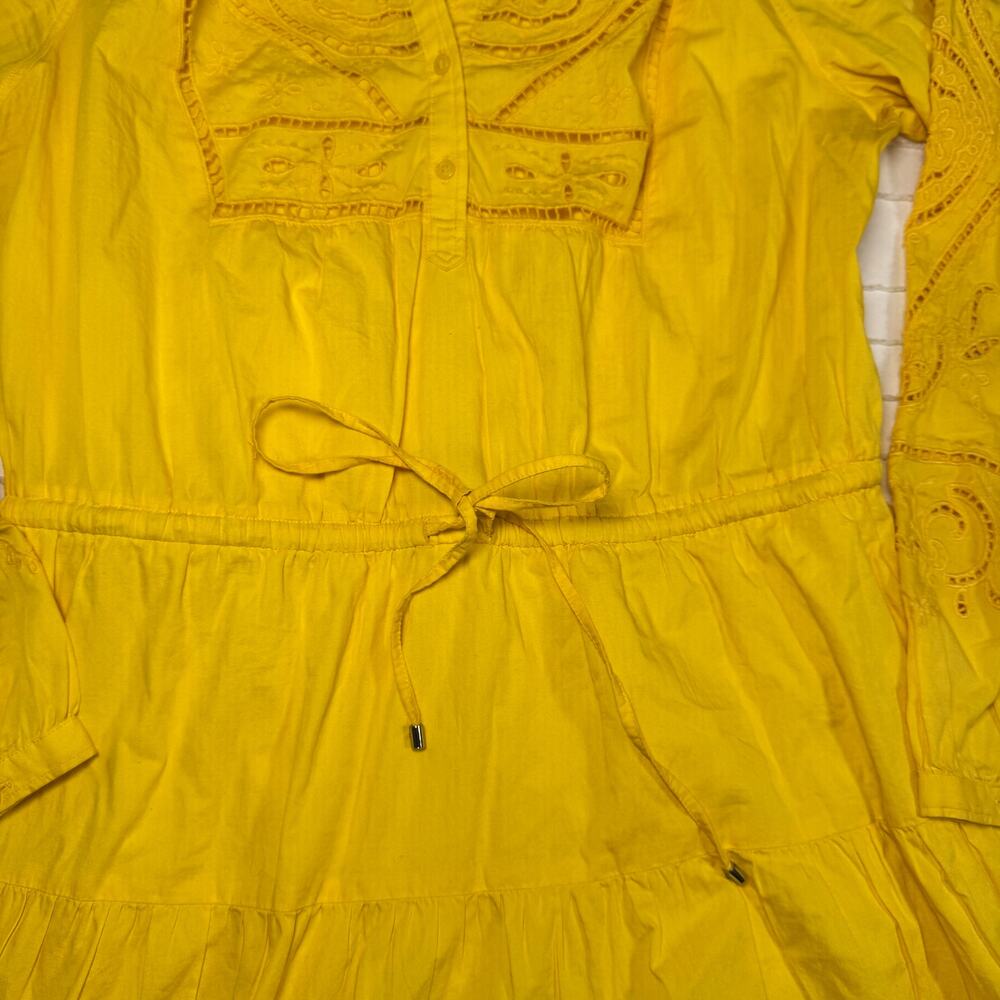 Lauren Ralph Lauren Yellow Embroidered Cotton Dress Women's 12 Boho Summer Euro - Picture 12 of 16